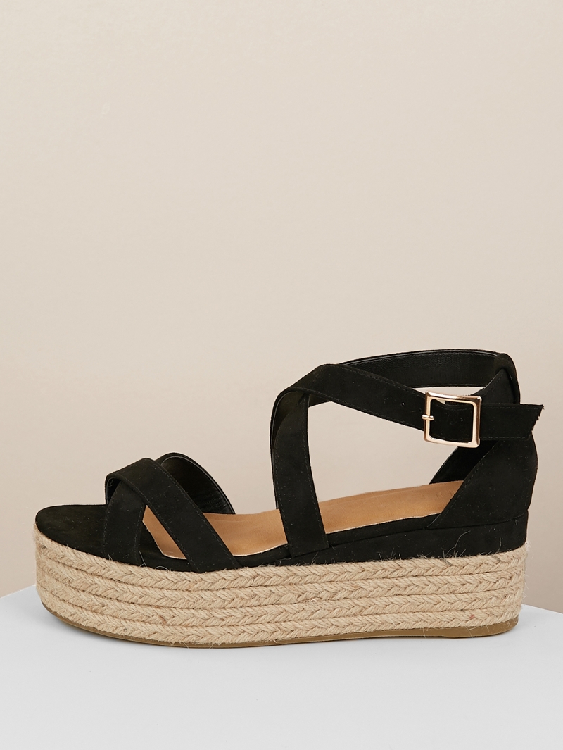 Sandalias Cruzadas Con Tobillera Hebilla Tira Cruzada TJlFK1c3u5