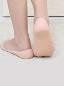 Calcetines de silicona hidratantes para alivio, 1 par de calcetines antideslizantes de silicona suave, almohadilla protectora para pies, protectores antidesgaste de alta elasticidad, herramienta reutilizable para el cuidado de los pies - Albaricoque - Ver 1