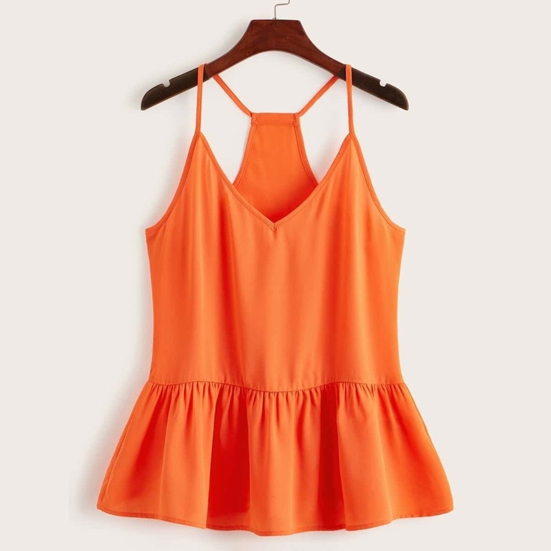 

Neon Orange Racerback Peplum Top, Orange bright