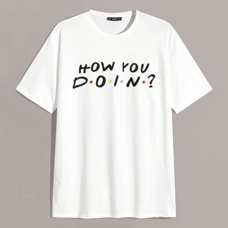 

Guys Letter Print Top, White