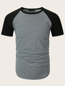 Aesthetic Post 男士拼接插肩袖tee - 灰色 - 查看 3