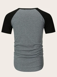 Aesthetic Post 男士拼接插肩袖tee - 灰色 - 查看 2