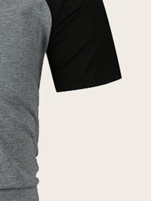 Aesthetic Post 男士拼接插肩袖tee - 灰色 - 查看 4