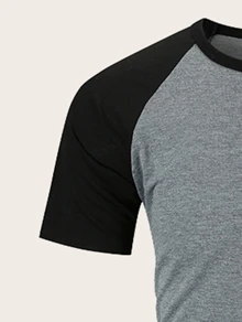 Aesthetic Post 男士拼接插肩袖tee - 灰色 - 查看 5