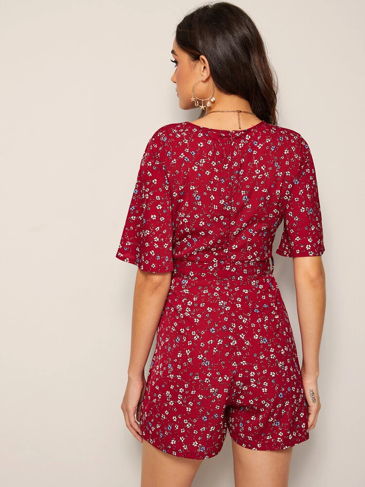 Bourgogne Omgiven Blommig Boho Overaller | SHEIN SE Bourgogne Omgiven Blommig Boho Klänningar | SHEIN SE