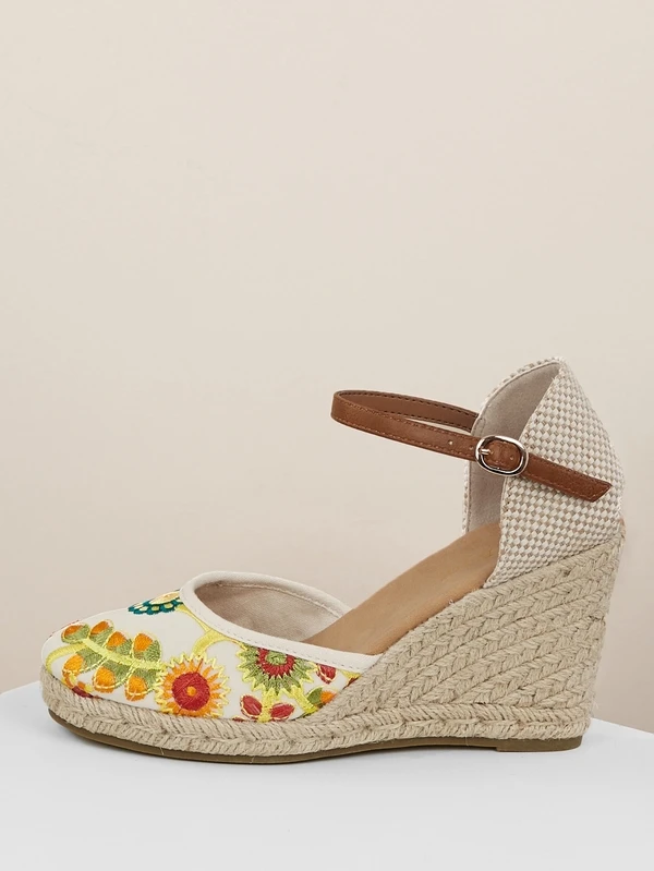 floral wedges closed toe