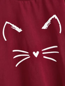 SHEIN Girls Cartoon Graphic Short Sleeve Tee - Maroon - View 3