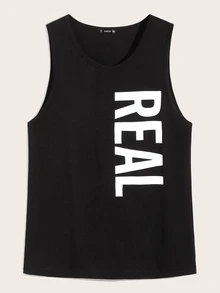 Manfinity Men Letter Graphic Tank Top - Black - View 1