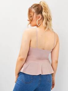 Plus Ruffle Hem Cami Top - Pink - View 3