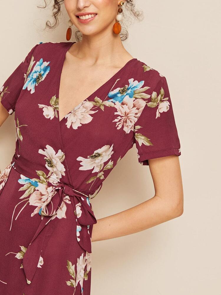 Bourgogne Omgiven Blommig Boho Klänningar | SHEIN SE Bourgogne Omgiven Blommig Boho Klänningar | SHEIN SE