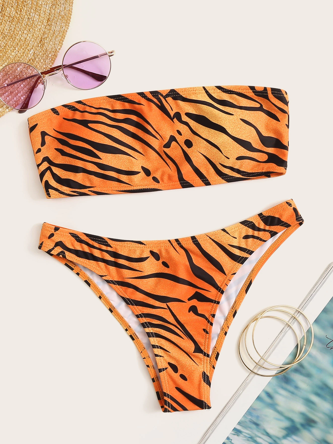 tiger print bikini set