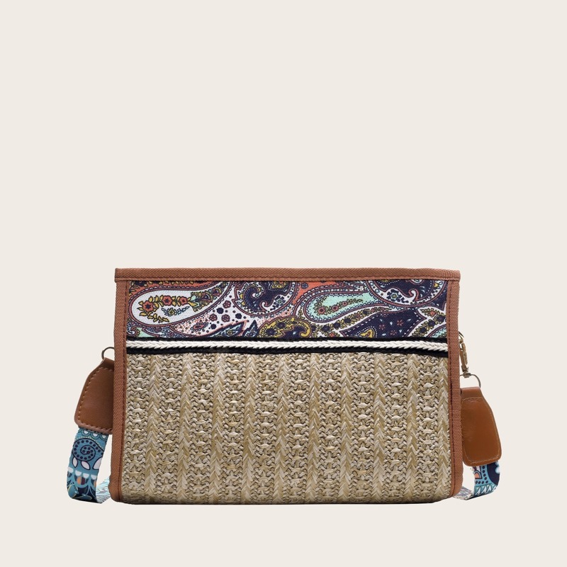 

Tribal Pattern Woven Crossbody Bag, Multicolor