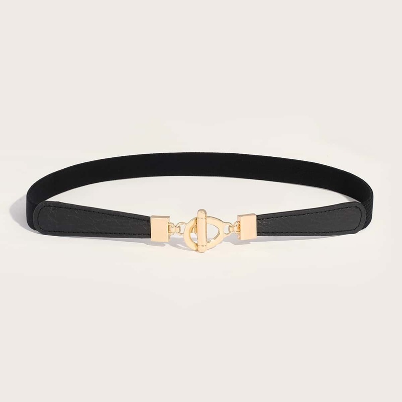 

T-bar & Ring Buckle Elastic Belt, Multicolor