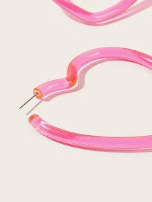 Hoa tai hình trái tim hoop 1 cặp - Hồng - Xem 2