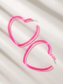 Hoa tai hình trái tim hoop 1 cặp - Hồng - Xem 3