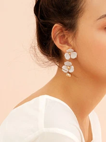 Flower Decor Bar Drop Earrings 1pair - White - View 3