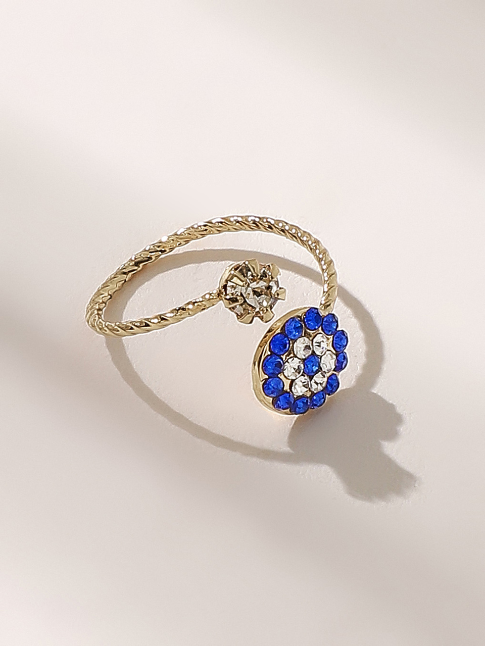 Rhinestone Decor Cuff Ring 1pc