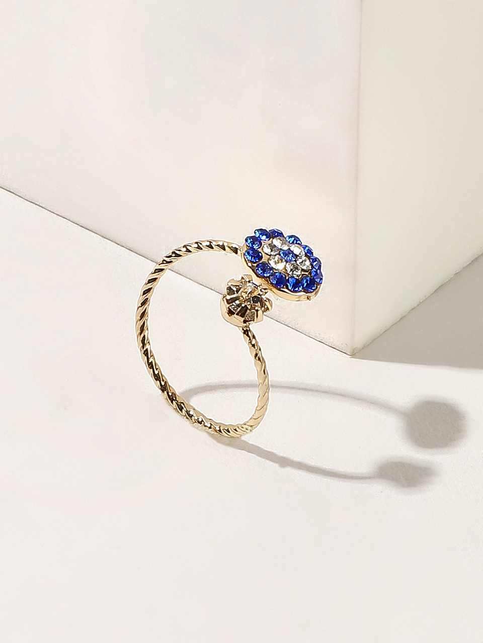 Rhinestone Decor Cuff Ring 1pc