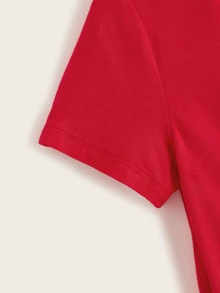 SHEIN Tween Girl Twist Hem Tee - Red - View 3