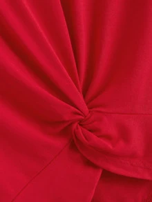 SHEIN Tween Girl Twist Hem Tee - Red - View 4