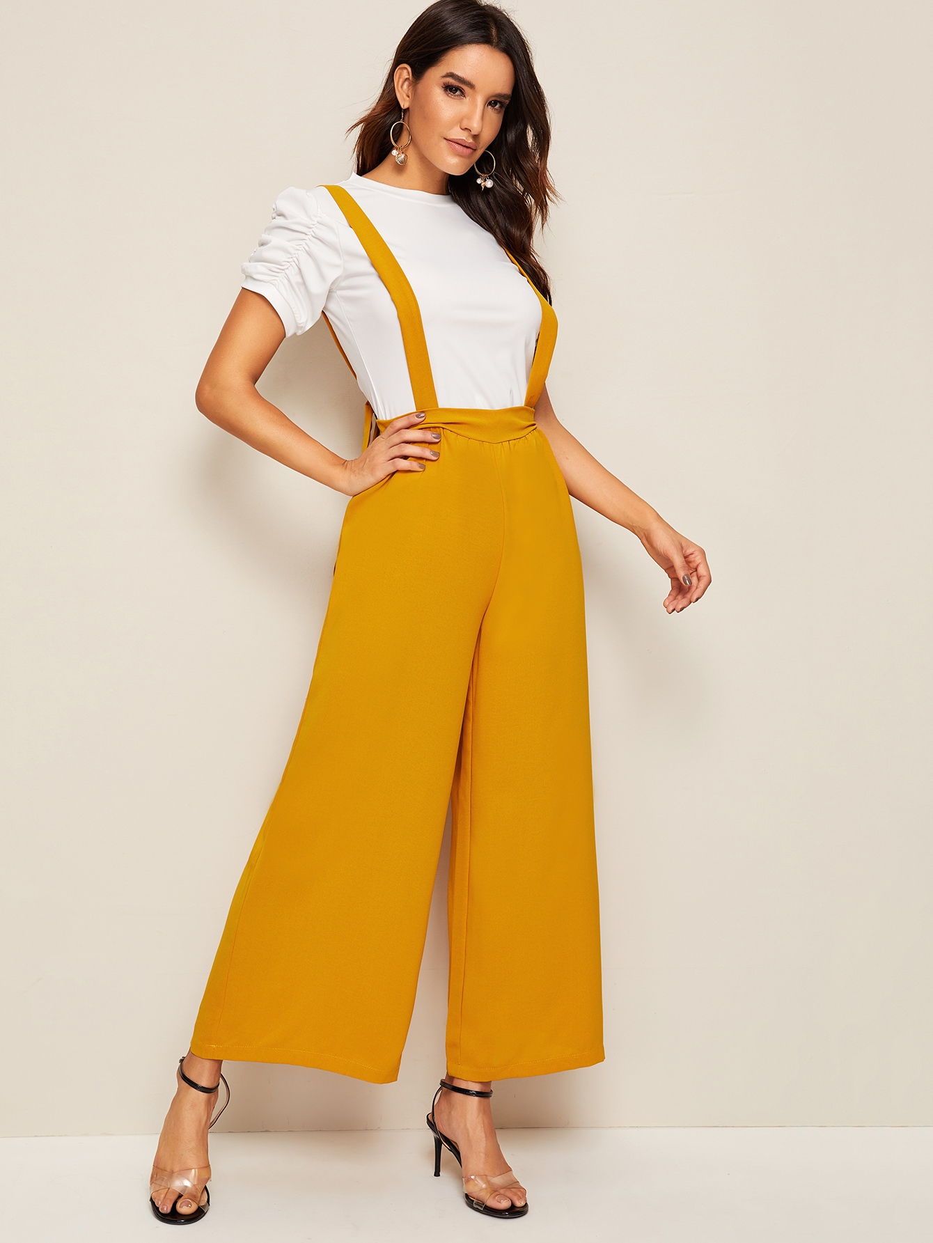 SHEIN Knot Back Wide Leg Pinafore Pants 