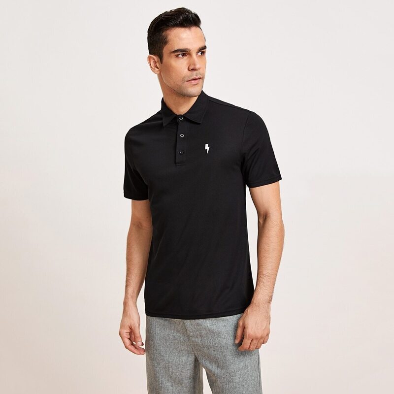 

Guys Lightning Embroidered Polo Shirt, Black