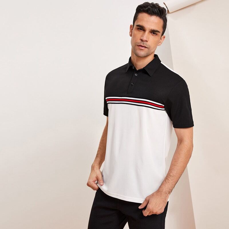 

Guys Striped Tape Two Tone Polo Shirt, Multicolor