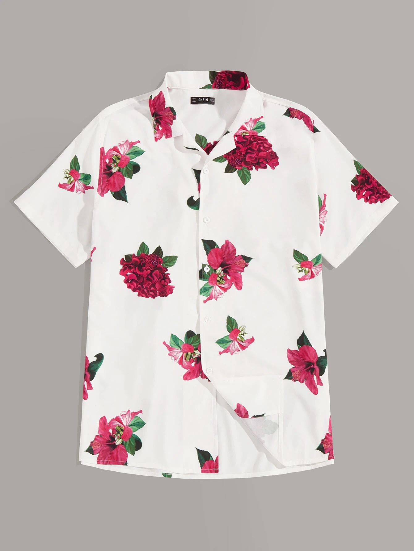 Blusa de hombres de cuello notch con estampado floral | ROMWE Camisa de hombres con estampado floral de cuello notch | ROMWE