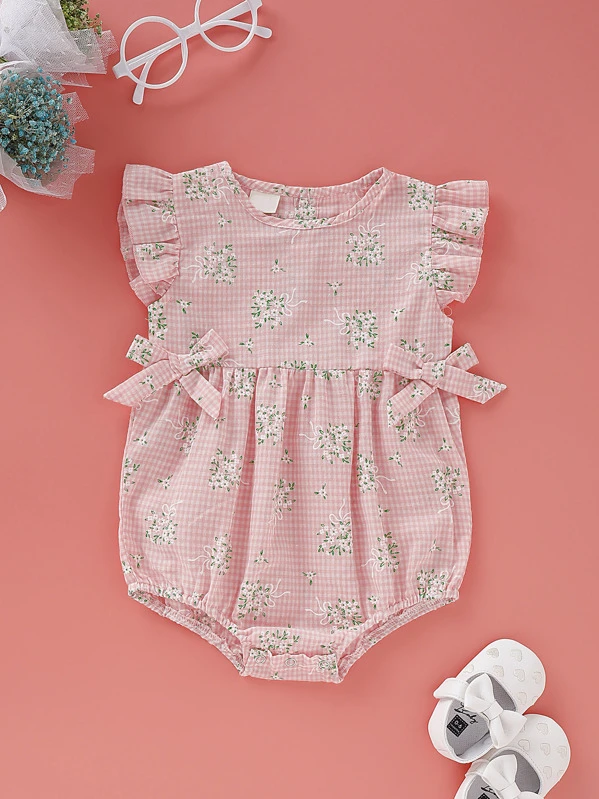 gingham romper baby girl