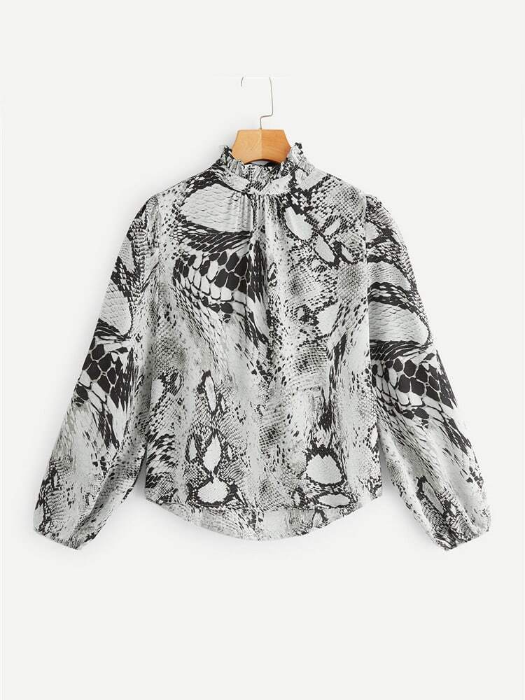 Kia top - Reversible White Ribbed/Snakeskin