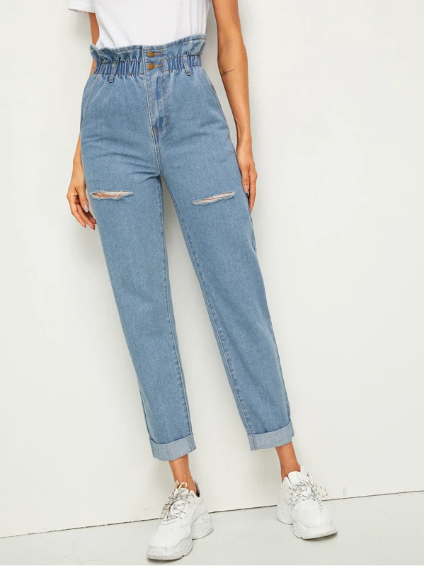 jeans with ruffle waist