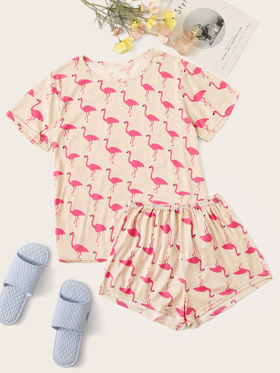 Flamingo Print Pajama Set