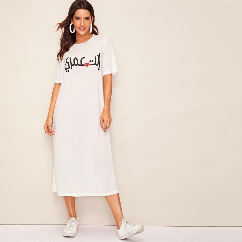 

Letter Graphic Nightdress, White