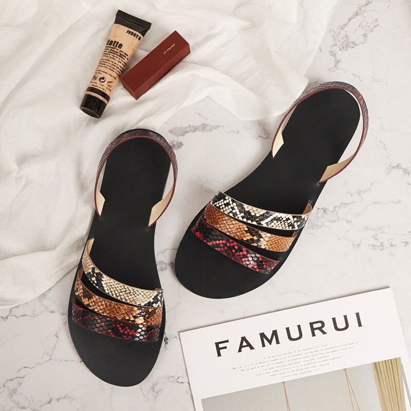 

Snakeskin Open Toe Sandals, Multicolor