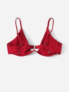 鋼圈細帶帶比基尼泳裝上衣 - 紅色 - 查看 2
