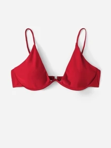 鋼圈細帶帶比基尼泳裝上衣 - 紅色 - 查看 3