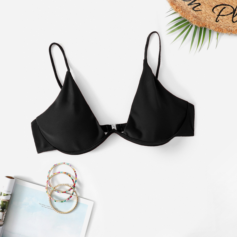 

Underwired Spaghetti Strap Bikini Top, Black