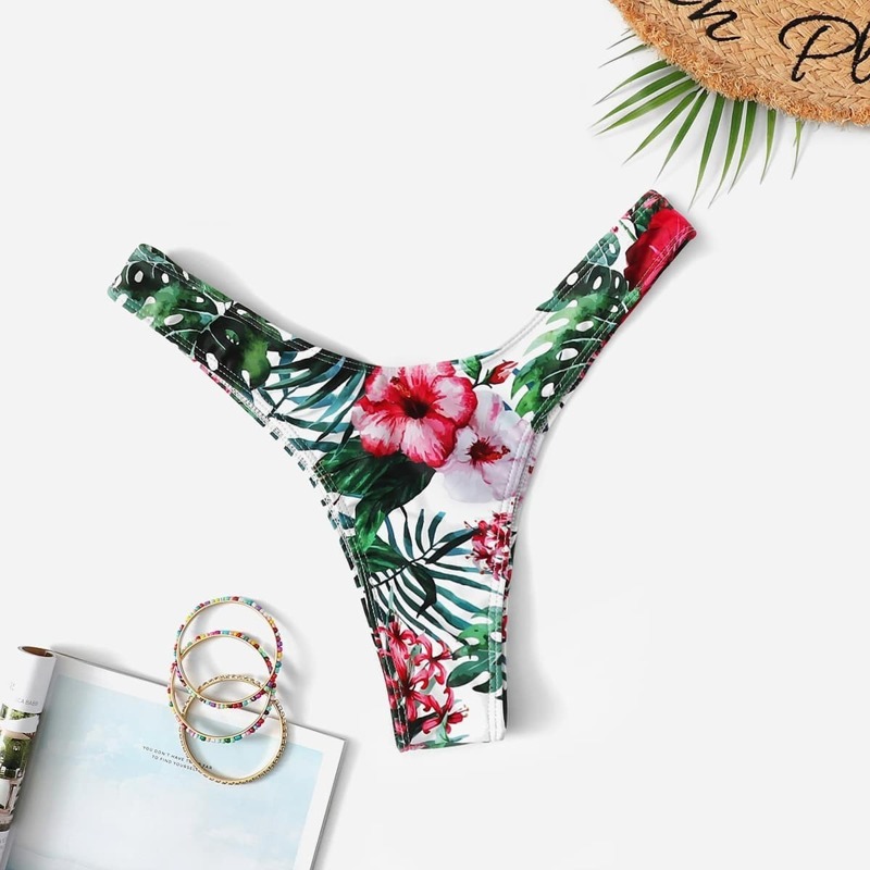 

Tropical Print High Leg Swimming Panty, Multicolor