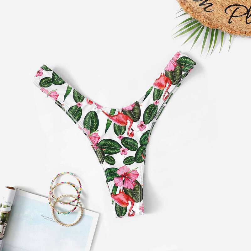 

Tropical Print High Leg Swimming Panty, Multicolor