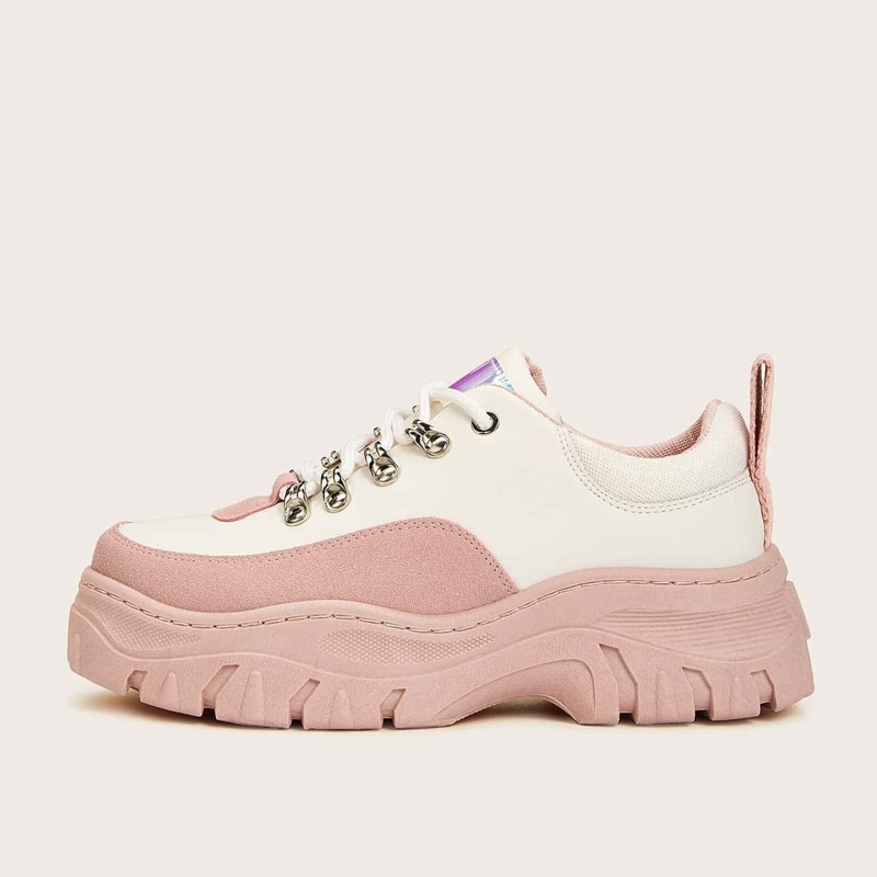 

Colorblock Lace-up Chunky Sneakers, Multicolor