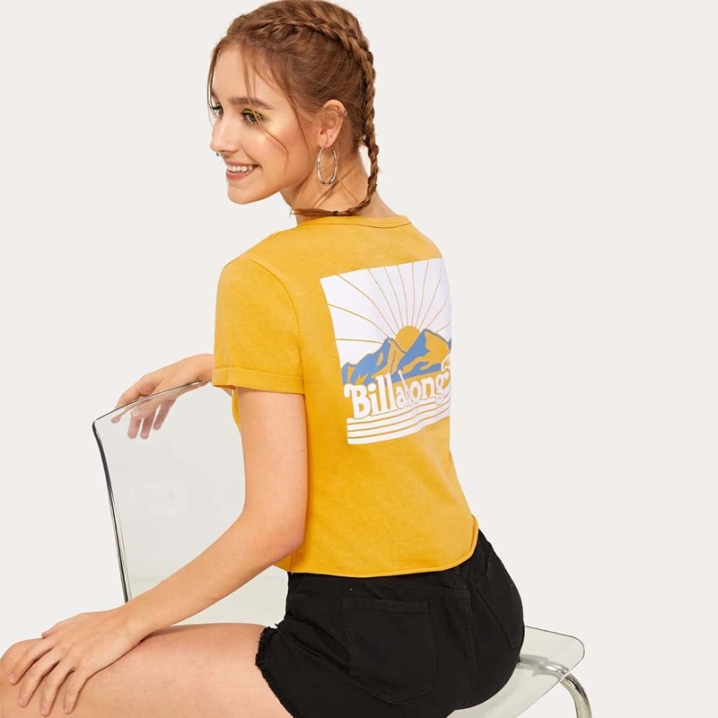 

Landscape Print Crop Tee, Yellow