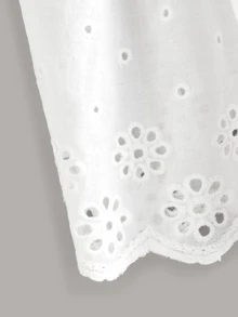 Top de tirante peplum con bordado con ojal - Blanco - Ver 4