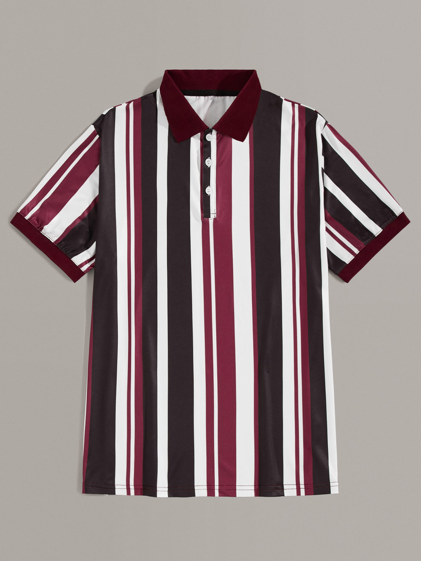 Men Vertical Striped Polo Shirt -SHEIN