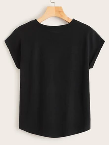 Áo thun màu trơn màu đen Casual - màu đen - Xem 2