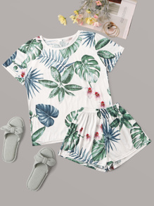 Tropical Print Pajama Set