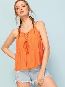 Lace-up Front Cami Top