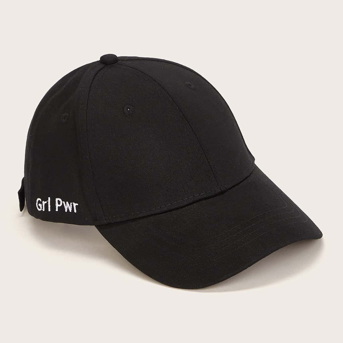 

Letter Embroidery Baseball Cap, Black