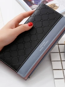 Monedero doblado con diseño de fleco - Negro - Ver 2