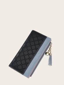 Monedero doblado con diseño de fleco - Negro - Ver 1