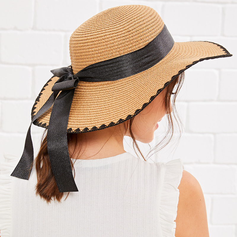 

Bow Trim Floppy Hat, Brown